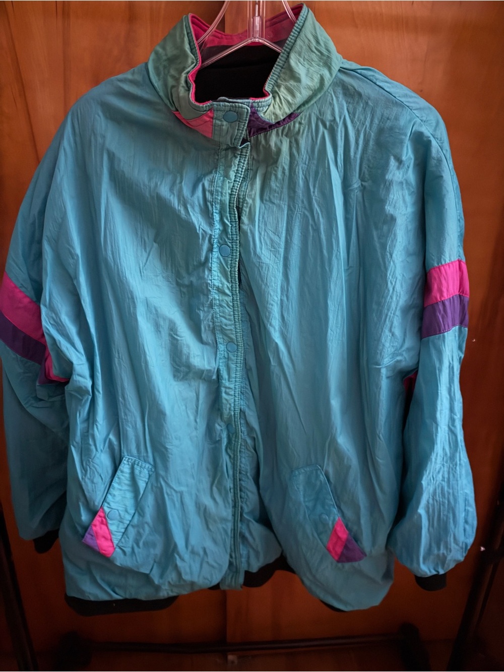 Vintage 90s Current Seen Turquoise Colorblock Windbreaker Jacket